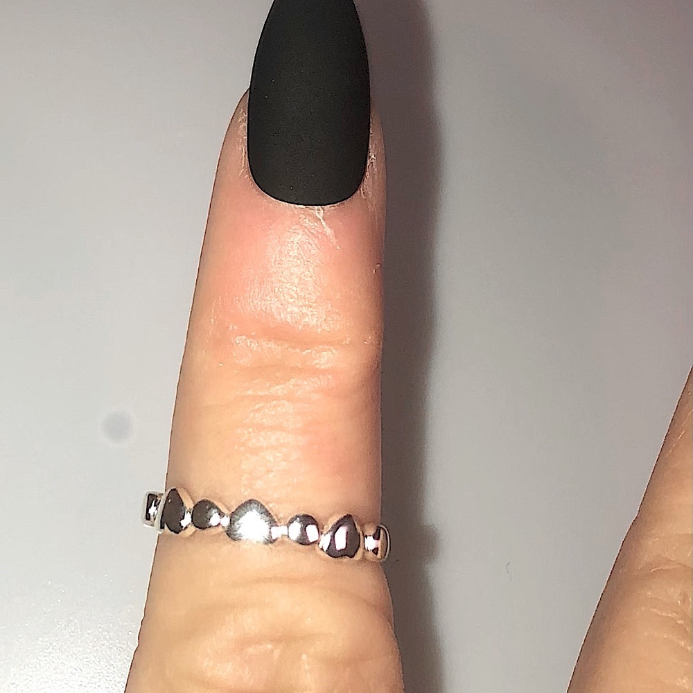925 100% solid Sterling Silver Heart Toe Midi Knuckle Ring adjustable - Picture 4 of 8